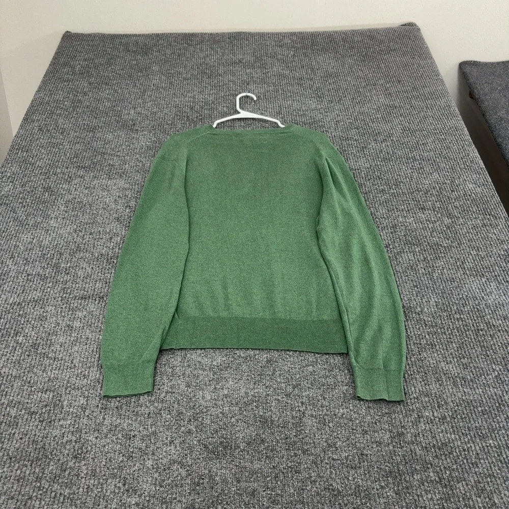 Polo Ralph Lauren Sweater Mens M Green Pima Cotton V Neck Classic Preppy
